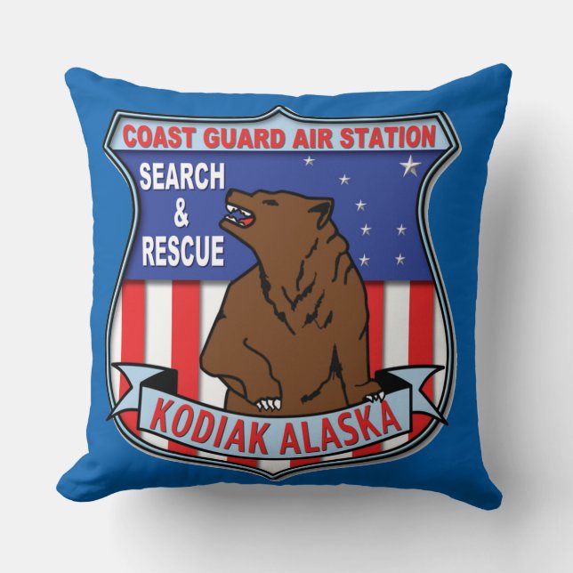 Coast Guard Air Station Kodiak Throw Pillow (Front)