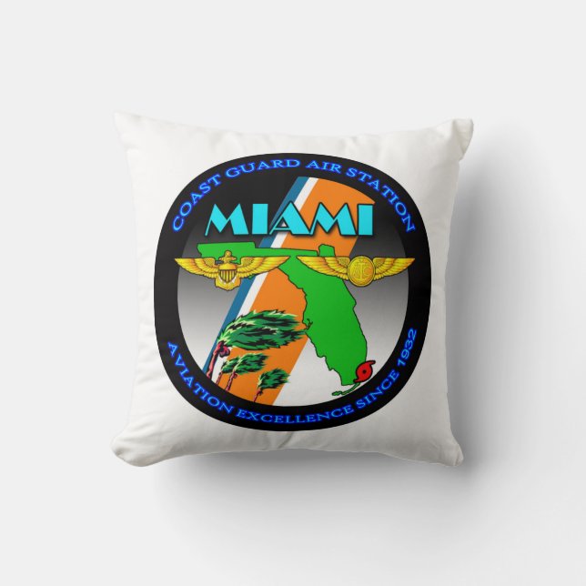 Coast Guard Air Station Miami Throw Pillow (Front)