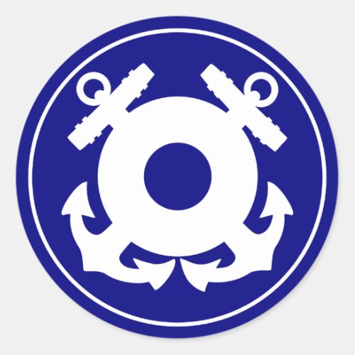 Coast Guard Anchor Classic Round Sticker