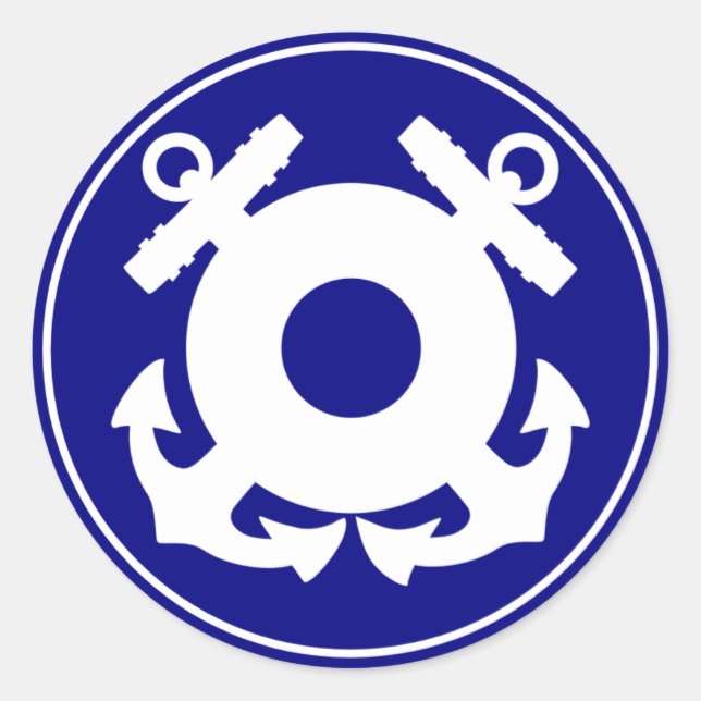 Coast Guard Anchor Classic Round Sticker (Front)