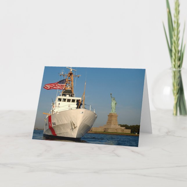 Coast Guard and the Liberty Statue Card (Front)