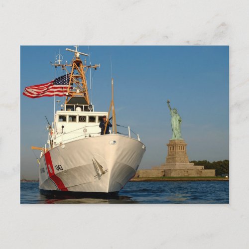 Coast Guard and the Liberty Statue Postcard