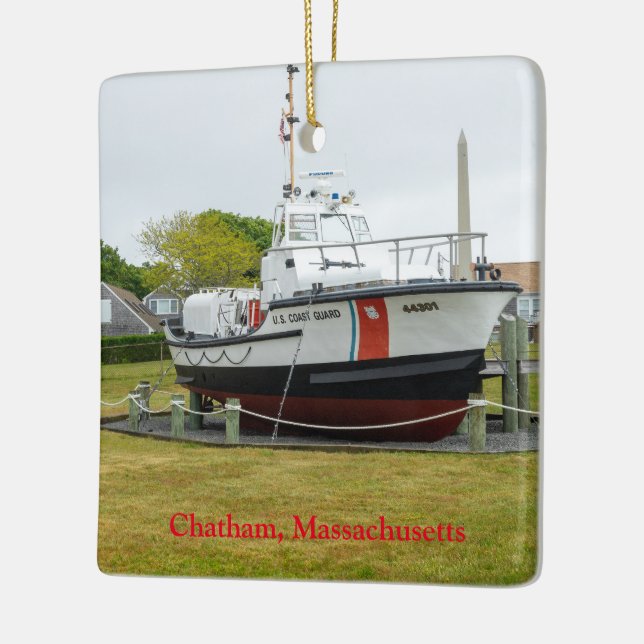Coast guard boat Chatham Massachusetts Ceramic Ornament (Left)