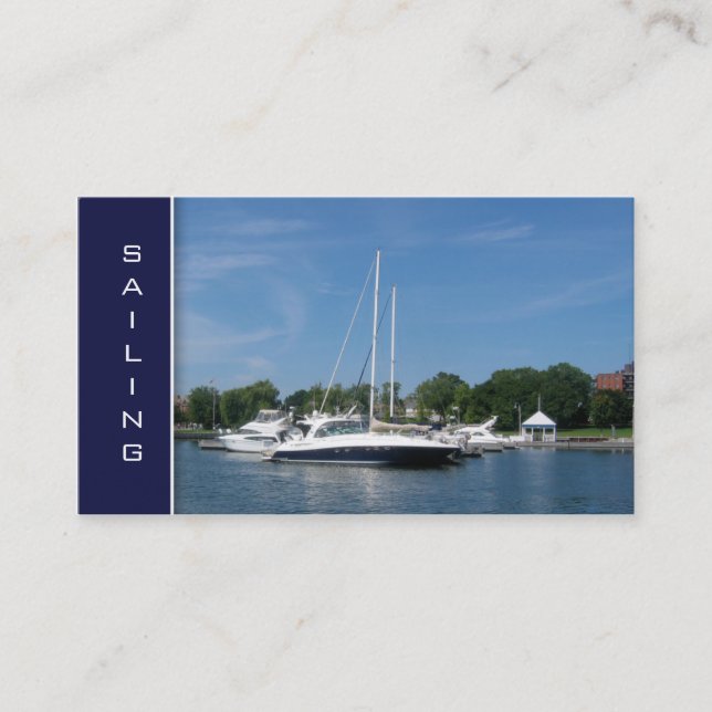 Coast Guard Business Cards Sailing Boat Blue (Front)