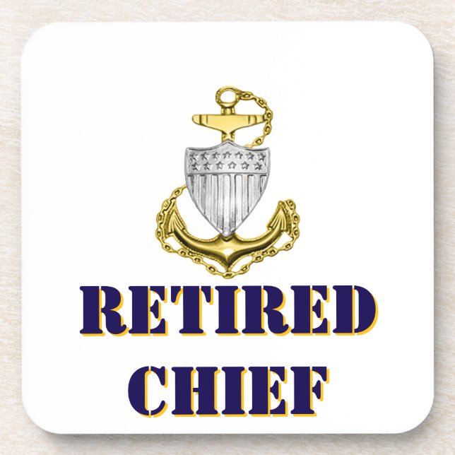 Coast Guard Chief Retired Beverage Coaster (Front)