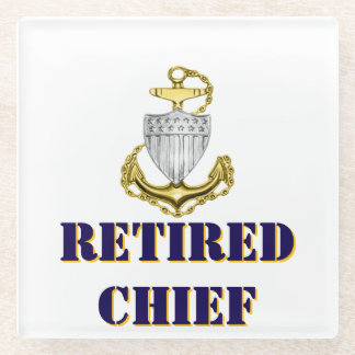 Coast Guard Chief Retired Glass Coaster