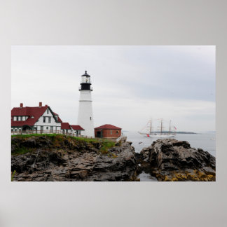 Coast Guard Cutter Eagle & Portland Head Light Poster