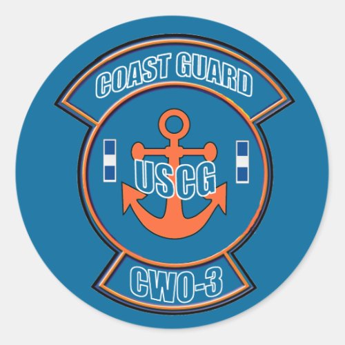 Coast Guard CWO_3 Anchor Emblem Classic Round Sticker