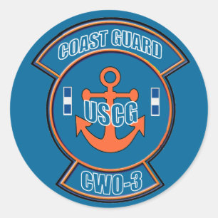 Coast Guard CWO-3 Anchor Emblem Classic Round Sticker