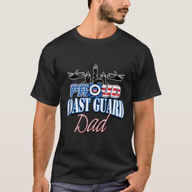 Coast Guard Dad Shirt USA Flag Military T-Shirt Fa (Front)