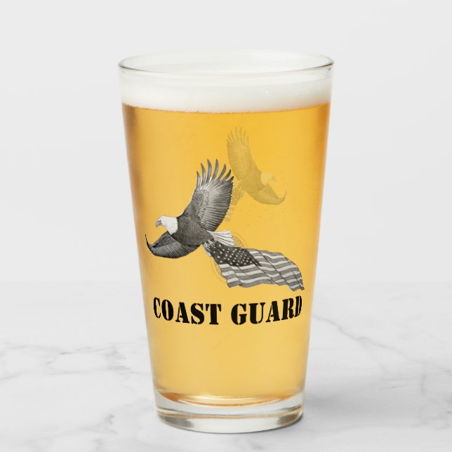 Coast Guard Eagle Beer Glass (Front Filled)