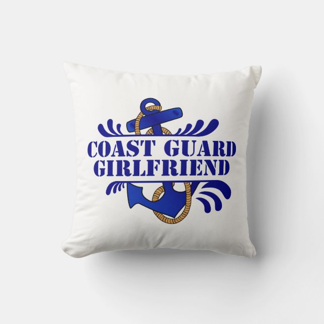 Coast Guard Girlfriend, Anchors Away! Throw Pillow (Front)