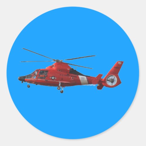 COAST GUARD HELICOPTER CLASSIC ROUND STICKER