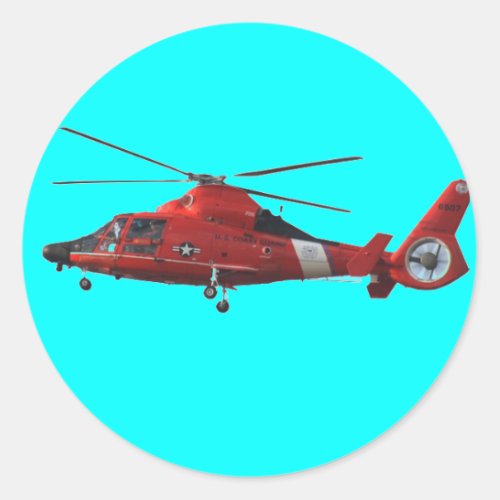 COAST GUARD HELICOPTER CLASSIC ROUND STICKER