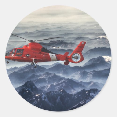 COAST GUARD HELICOPTER CLASSIC ROUND STICKER