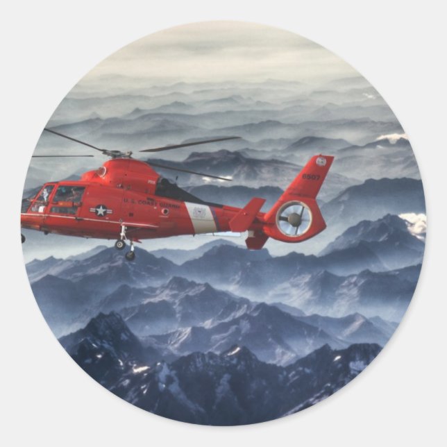 COAST GUARD HELICOPTER CLASSIC ROUND STICKER (Front)