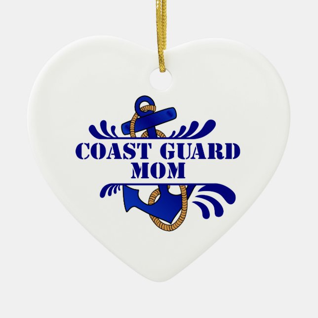 Coast Guard Mom, Anchors Away! Ceramic Ornament (Front)