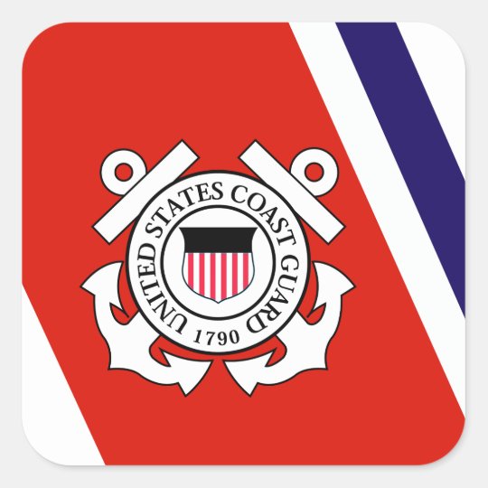 Coast Guard Racing Stripe - Left Square Sticker | Zazzle.com