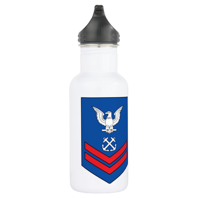 Coast Guard Rank E-5 Second Class Petty Officer Stainless Steel Water Bottle (Right)
