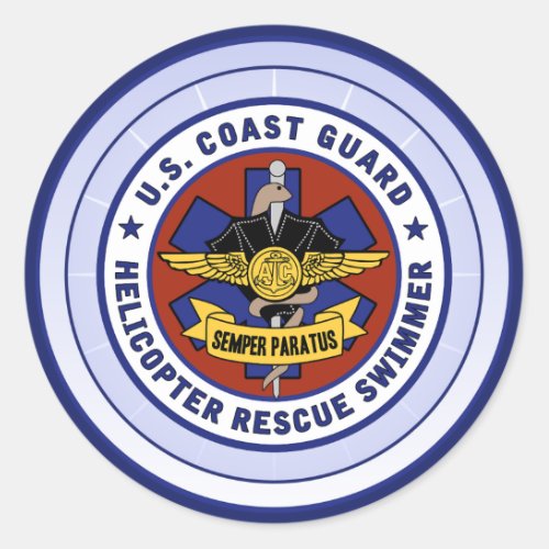 Coast Guard Rescue Swimmer Classic Round Sticker