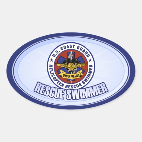 Coast Guard Rescue Swimmer Oval Sticker