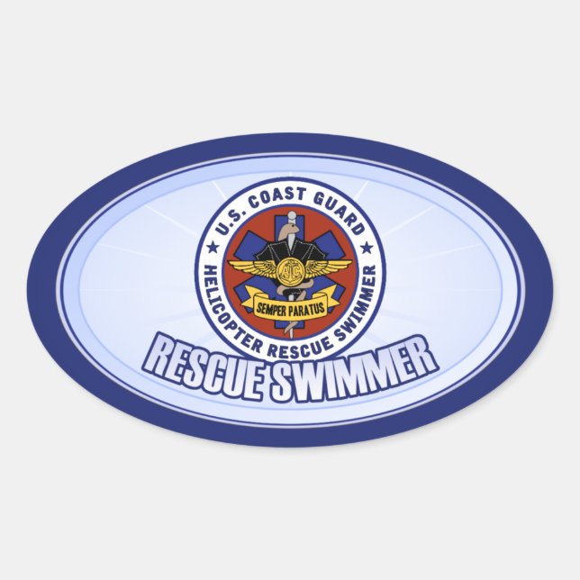 Coast Guard Rescue Swimmer Oval Sticker (Front)