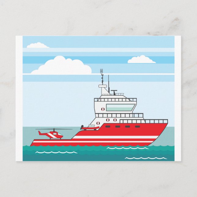 Coast guard ship with helicopter postcard (Front)