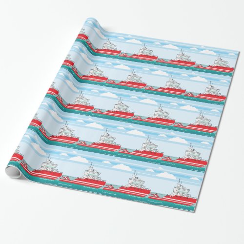 Coast guard ship with helicopter wrapping paper