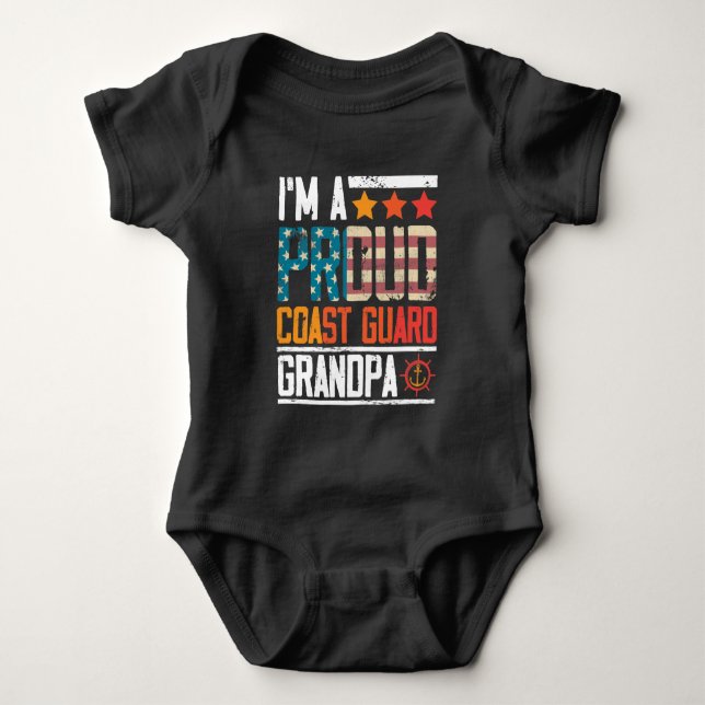 Coast Guard Veteran Grandfather Patriot US Flag Baby Bodysuit (Front)