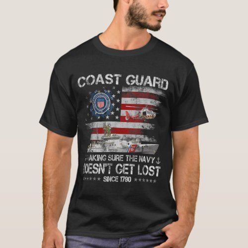 Coast Guard Veteran Tshirt USCG American Flag Vet T_Shirt