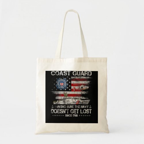 Coast Guard Veteran Tshirt USCG American Flag Vete Tote Bag