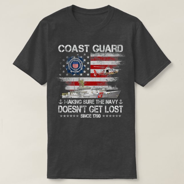 Coast Guard Veteran  USCG American Flag Veterans D T-Shirt (Design Front)