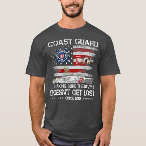 Coast Guard Veteran  USCG American Flag Veterans D T_Shirt