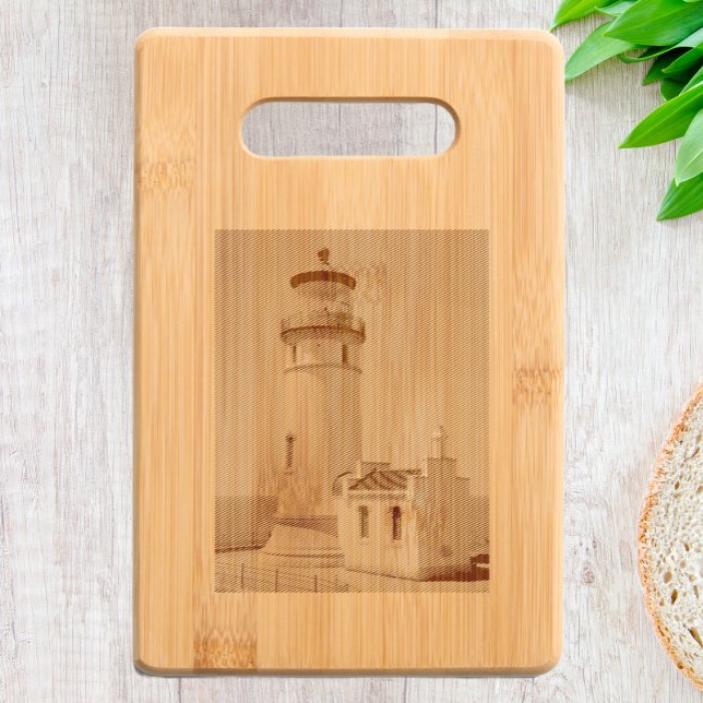Coast Lighthouse Column Photo Engraved Cutting Board (In Situ)