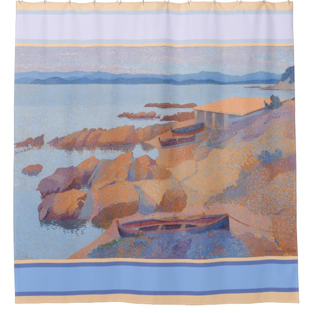 "Coast near Antibes" Henri  Cross Pointillism art Shower Curtain (Front)