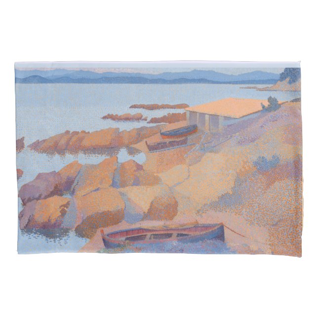 Coast near Antibes" Henri E. Cross Pointillism art Pillow Case (Front)