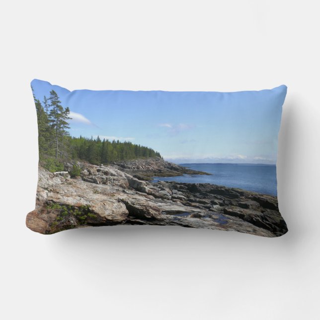 Coast of Bar Island at Acadia National Park Lumbar Pillow (Front)