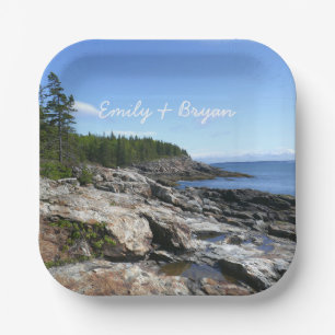 Coast of Bar Island at Acadia National Park Paper Plates