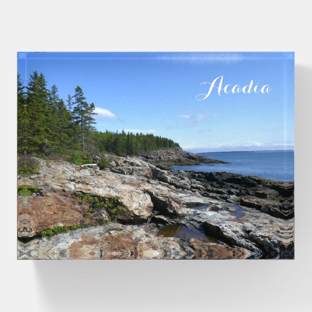 Coast of Bar Island at Acadia National Park Paperweight (Front)