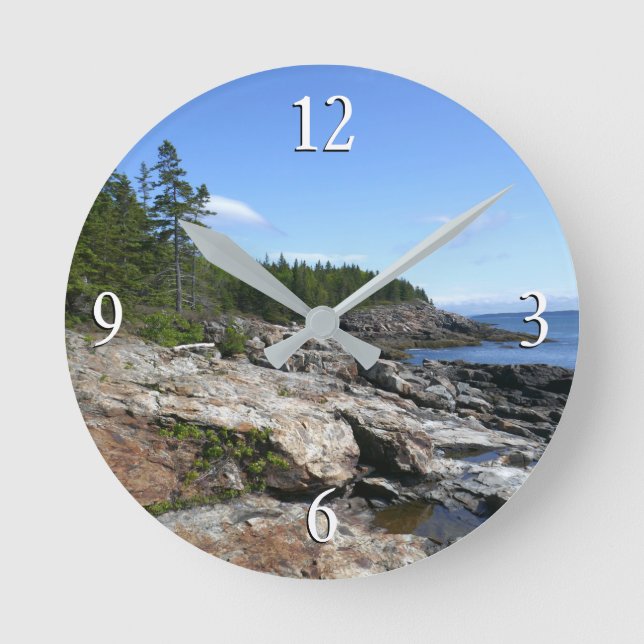 Coast of Bar Island at Acadia National Park Round Clock (Front)