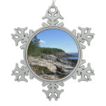 Coast of Bar Island at Acadia National Park Snowflake Pewter Christmas Ornament
