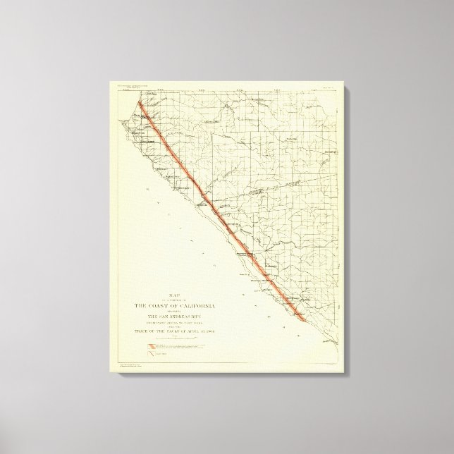 Coast of California showing San Andreas Rift Canvas Print (Front)