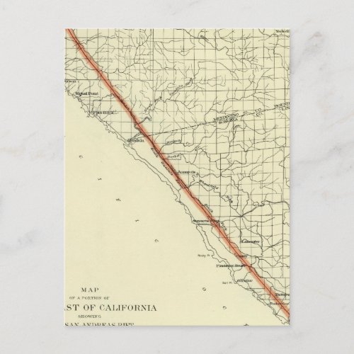 Coast of California showing San Andreas Rift Postcard