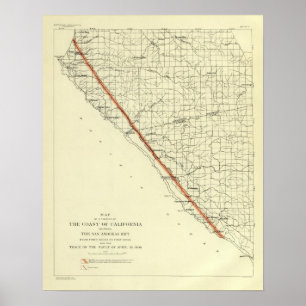Coast of California showing San Andreas Rift Poster