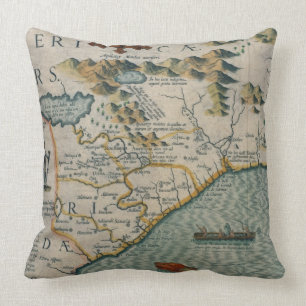 Coast of North Carolina, detail of the map titled Throw Pillow