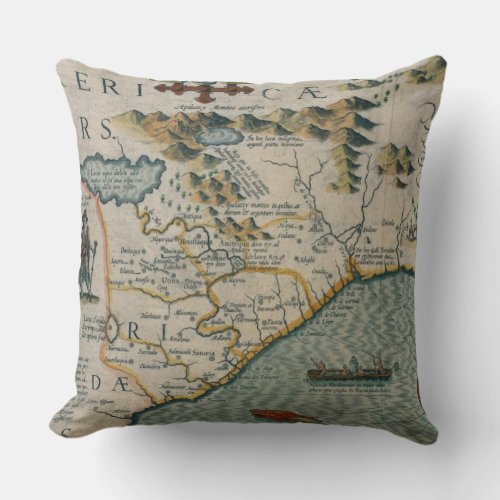 Coast of North Carolina detail of the map titled Throw Pillow