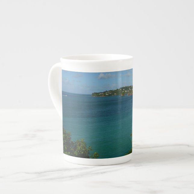Coast of St. Lucia Caribbean Vacation Photo Bone China Mug (Front Left)