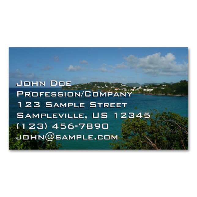 Coast of St. Lucia Caribbean Vacation Photo Business Card Magnet (Front)