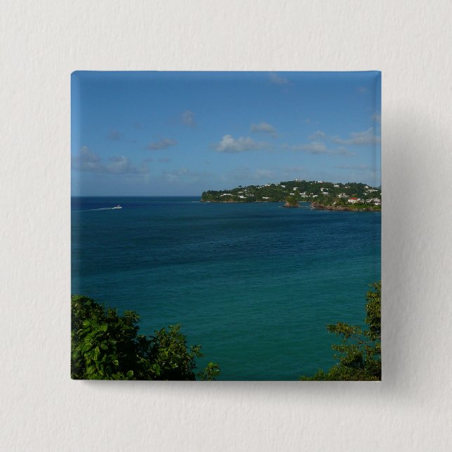 Coast of St. Lucia Caribbean Vacation Photo Button (Front)
