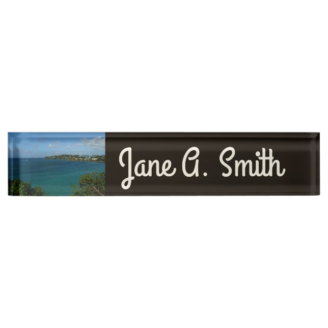 Coast of St. Lucia Caribbean Vacation Photo Desk Name Plate (Front)